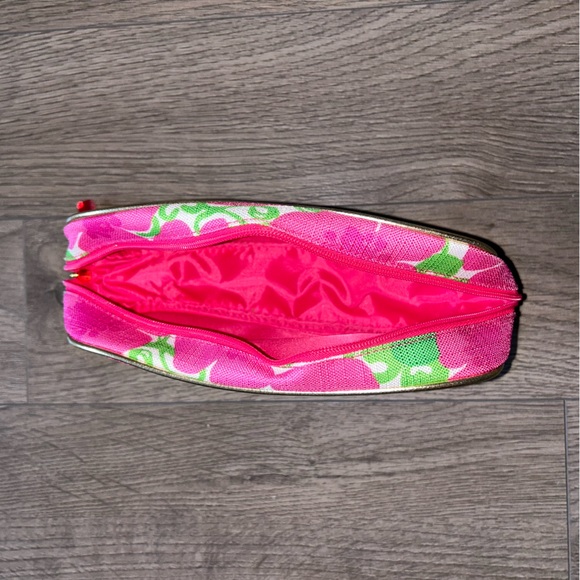 Lilly Pulitzer Estée Lauder Cosmetic Zip Pouch Bag Pencil Case Pink Green Floral - Picture 10 of 10